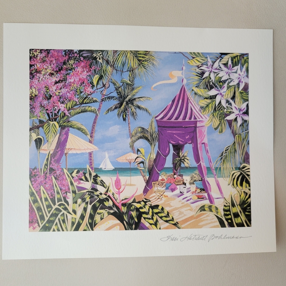 Sharie Hatchett Bohlmann Fantasy Island Seriolithograph (1999) ~ Beachy Tropical